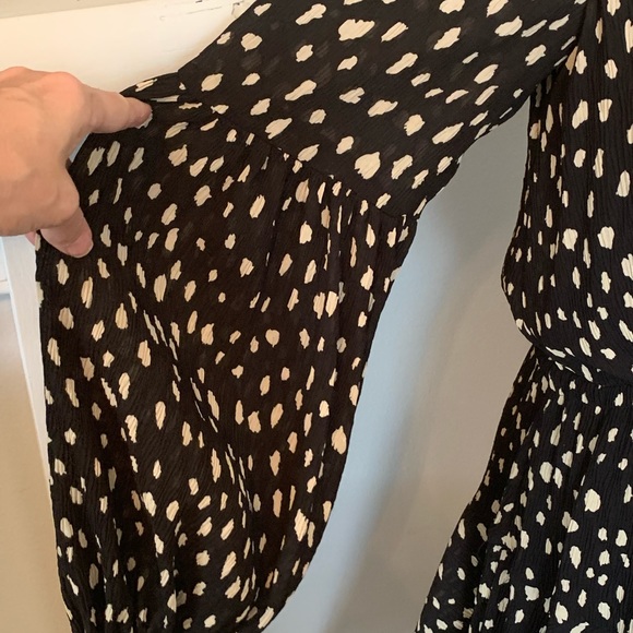 A-Line Dress By Together polka dot Black Gauzy Romantic Flouncy whimsigoth Sz M - Picture 6 of 16